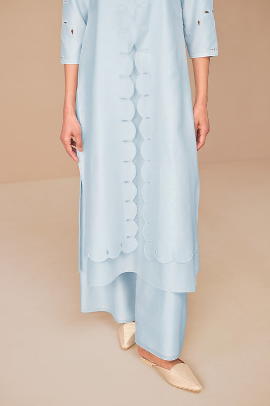 Chanderi Svara Kurta Set – Blue