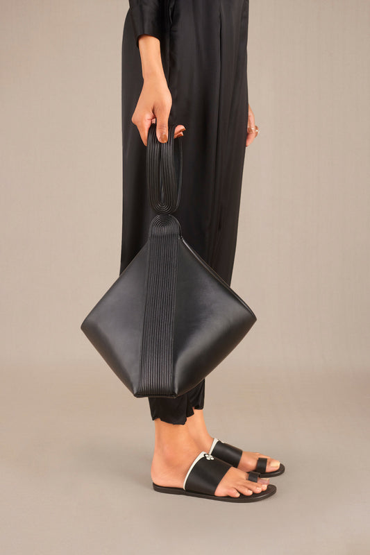 Faux Leather Aqida Bucket Bag – Black