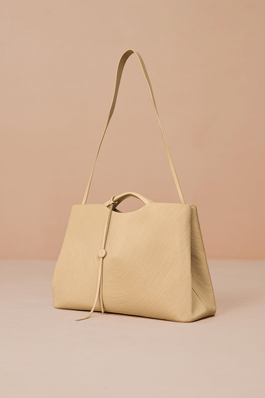 Faux Leather Liora Tote Bag – Beige