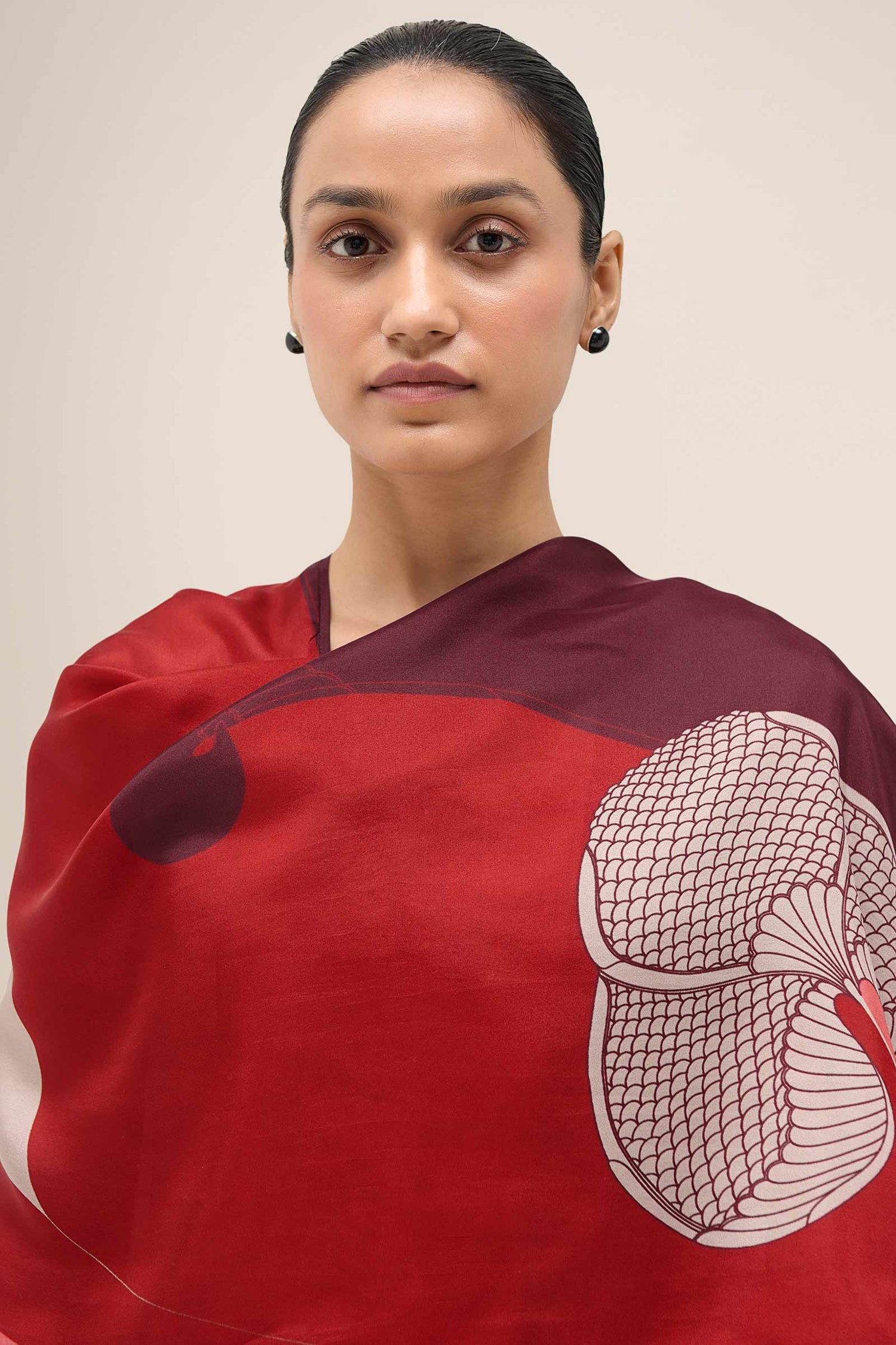  Silk Shabgul Scarf – Red