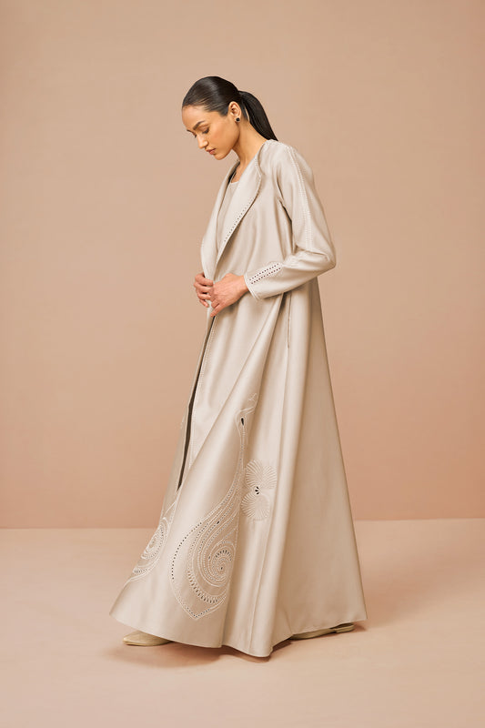 Chanderi Raysa Jacket Set – Beige