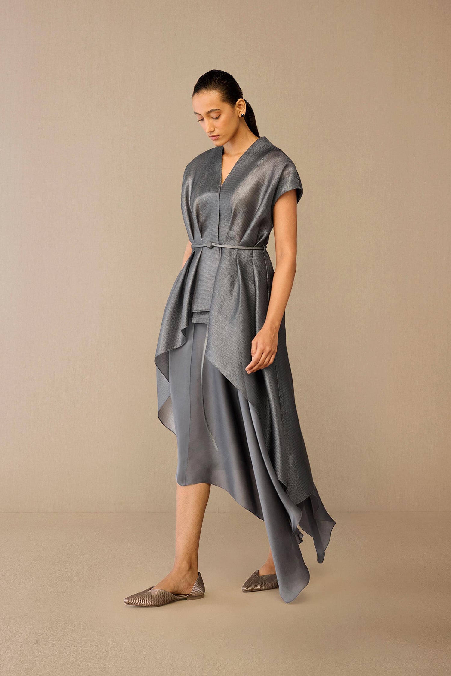  Silk Amalea Jacket Set – Grey