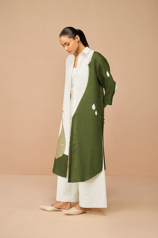 Linen Nova Jacket Set – Green
