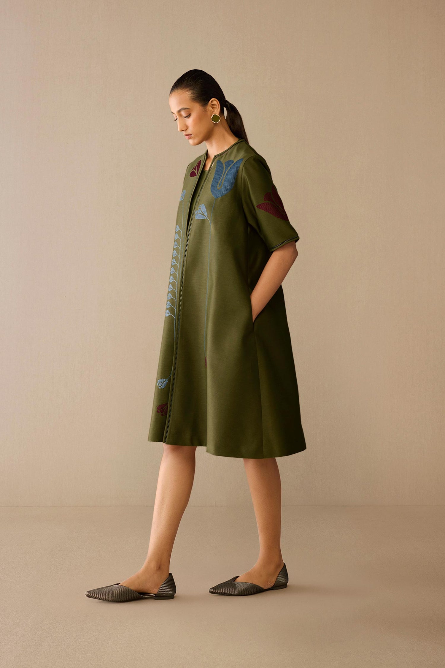  Chanderi Atara Jacket Set – Green