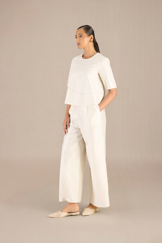 Chanderi Lea Top Set – Ivory
