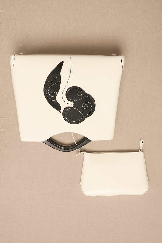Faux Lether Dilbandi Tote Bag – Ivory