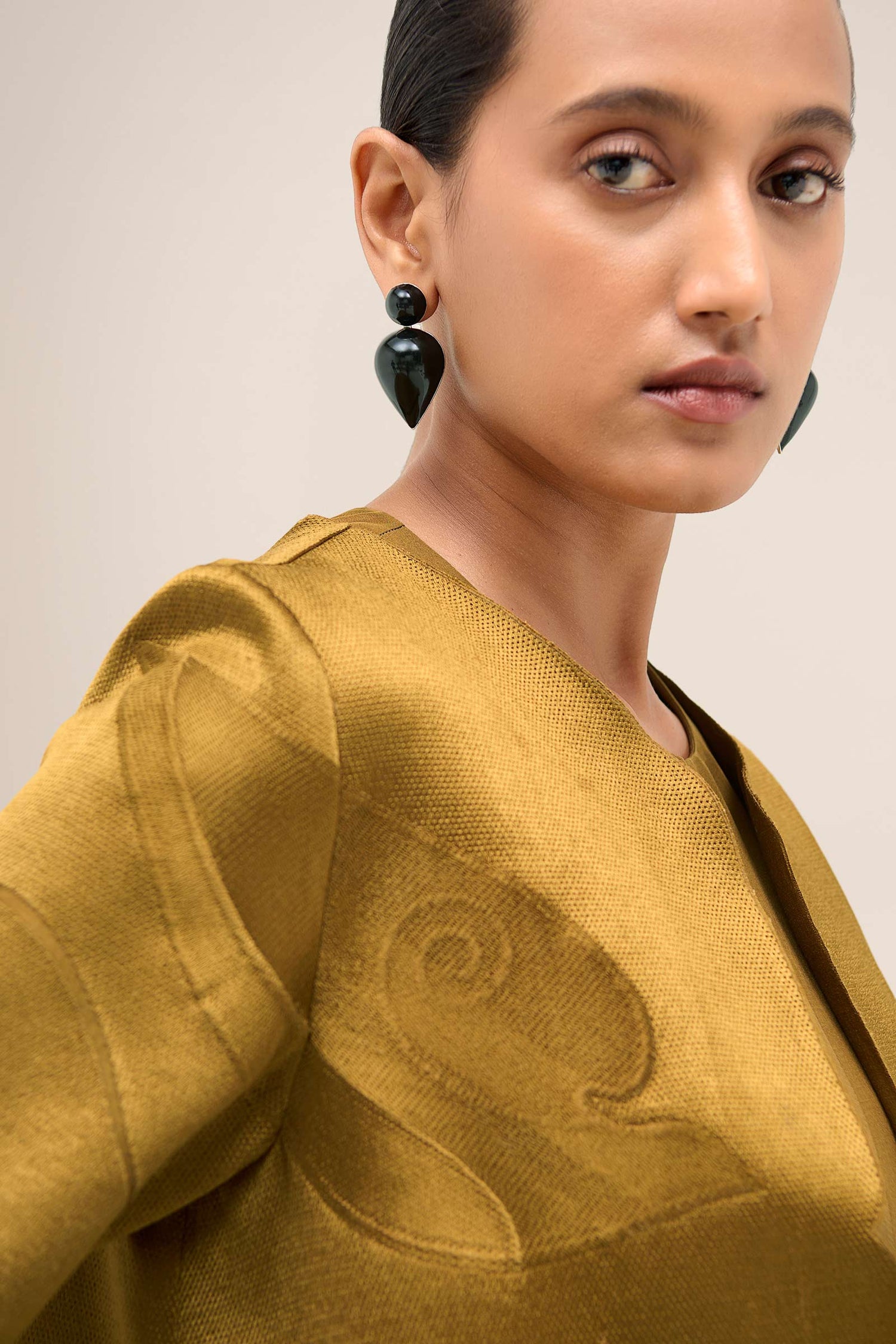  Chanderi Israh Jacket Set – Yellow