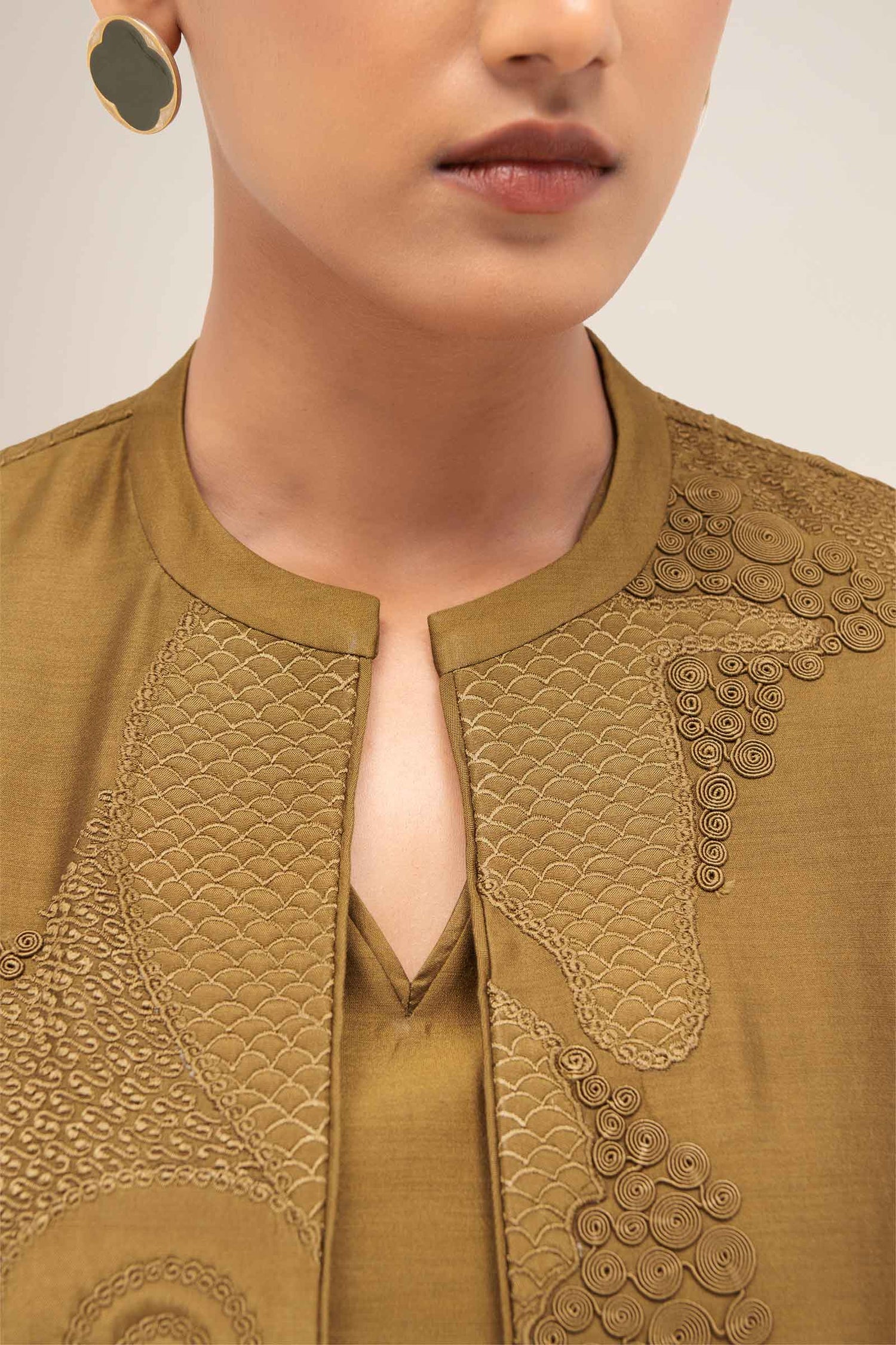  Chanderi Rida Jacket Set – Green