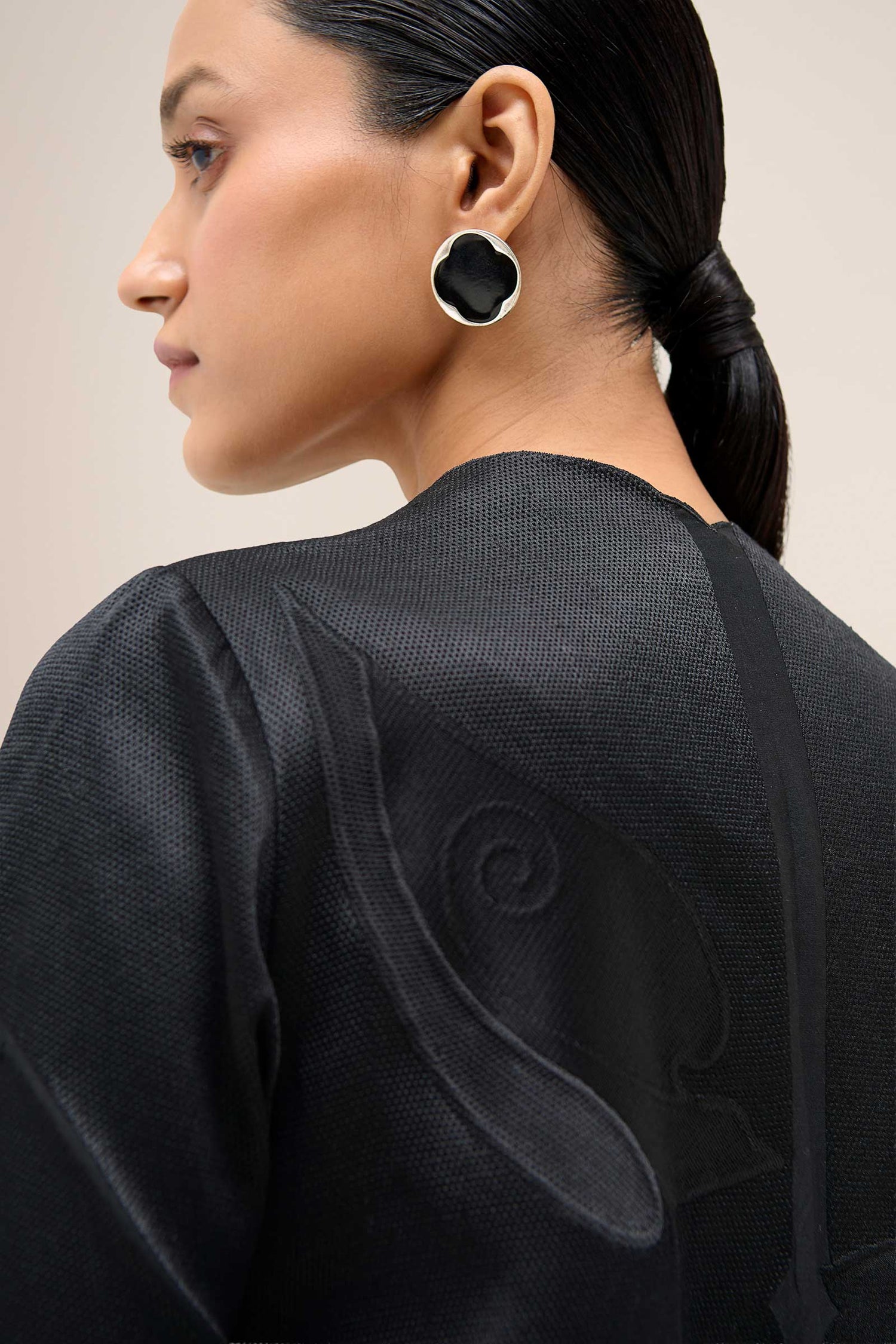  Chanderi Israh Jacket Set – Black