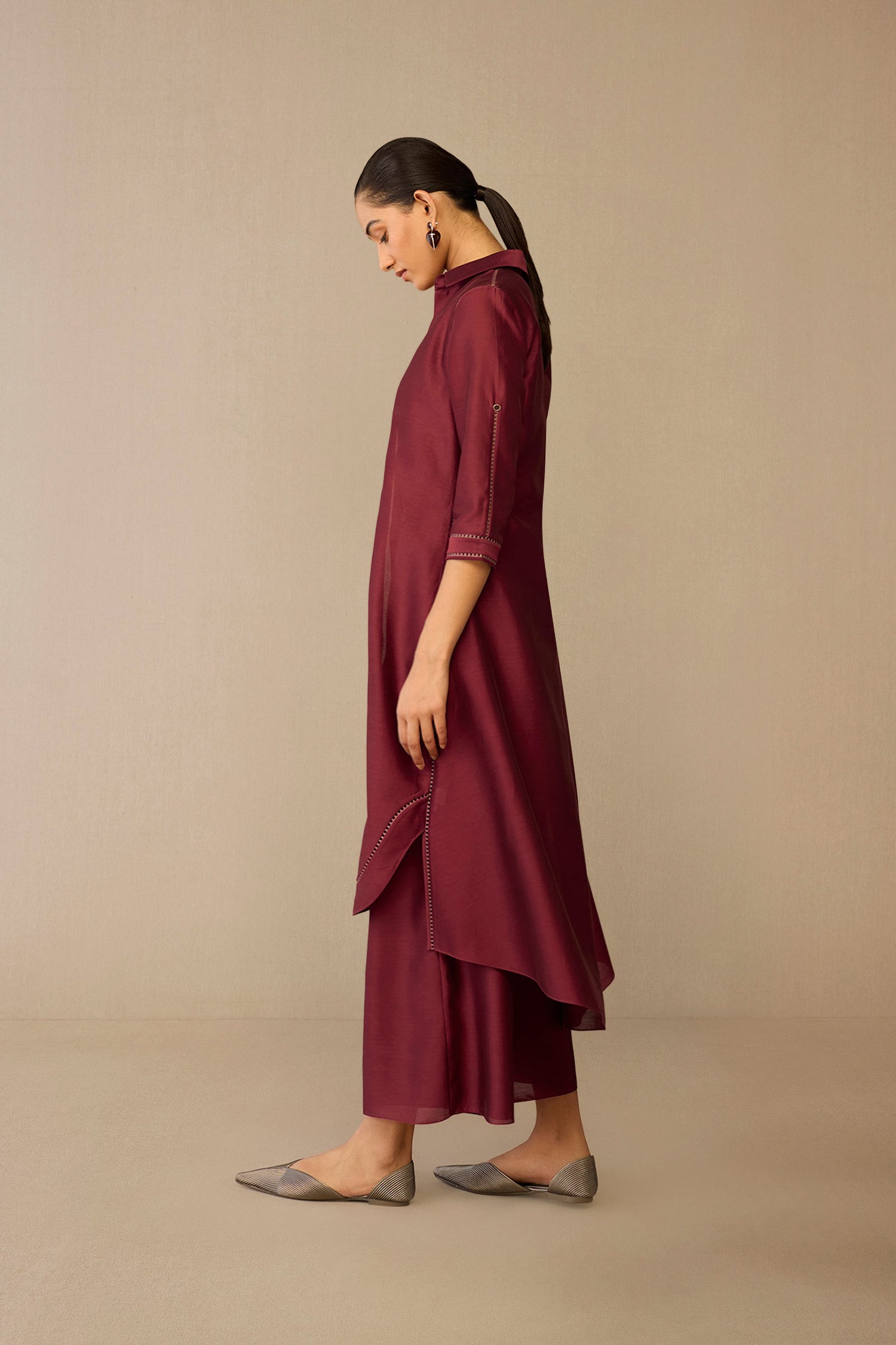 Chanderi Kasra Jacket Set – Red