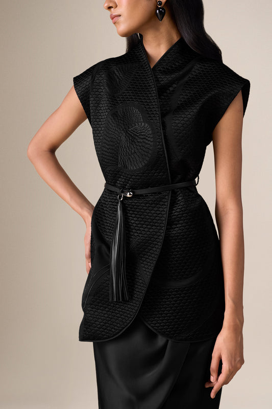 Chanderi Selah Jacket Set – Black