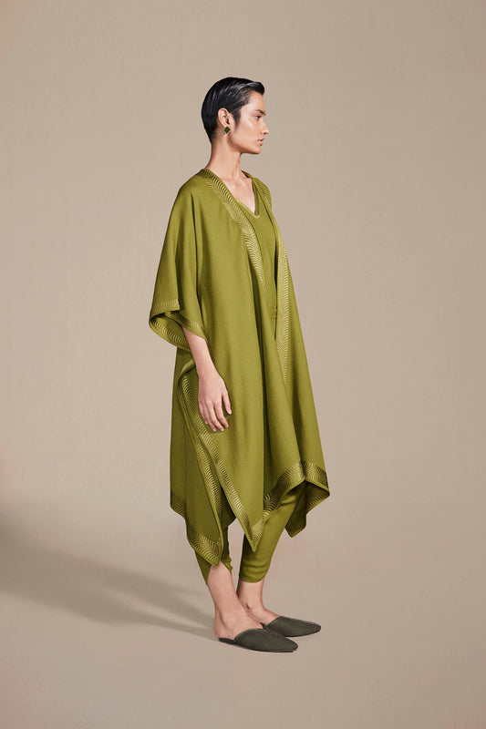 Wool Adarah Cape Set – Green