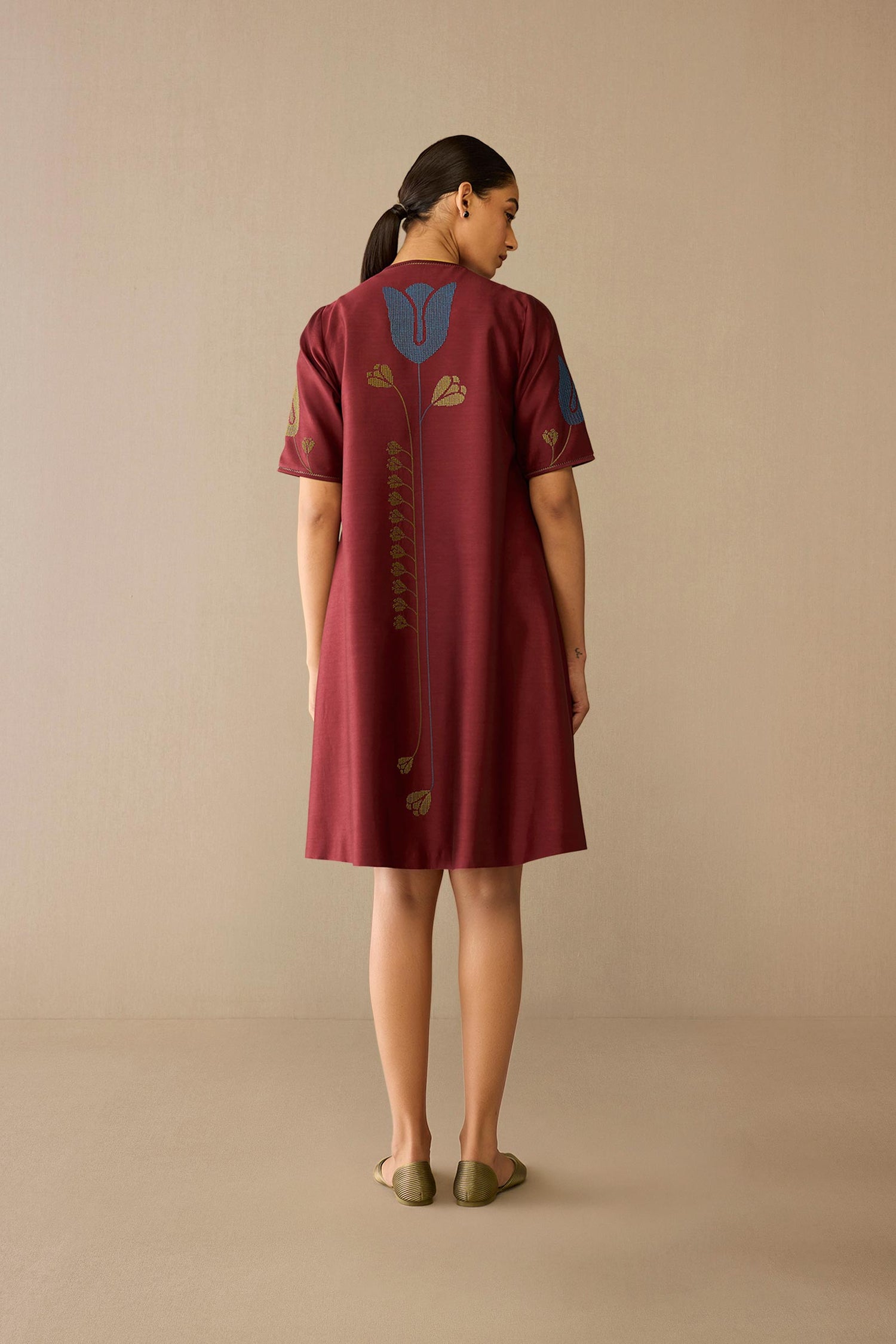 Chanderi Atara Jacket Set – Red