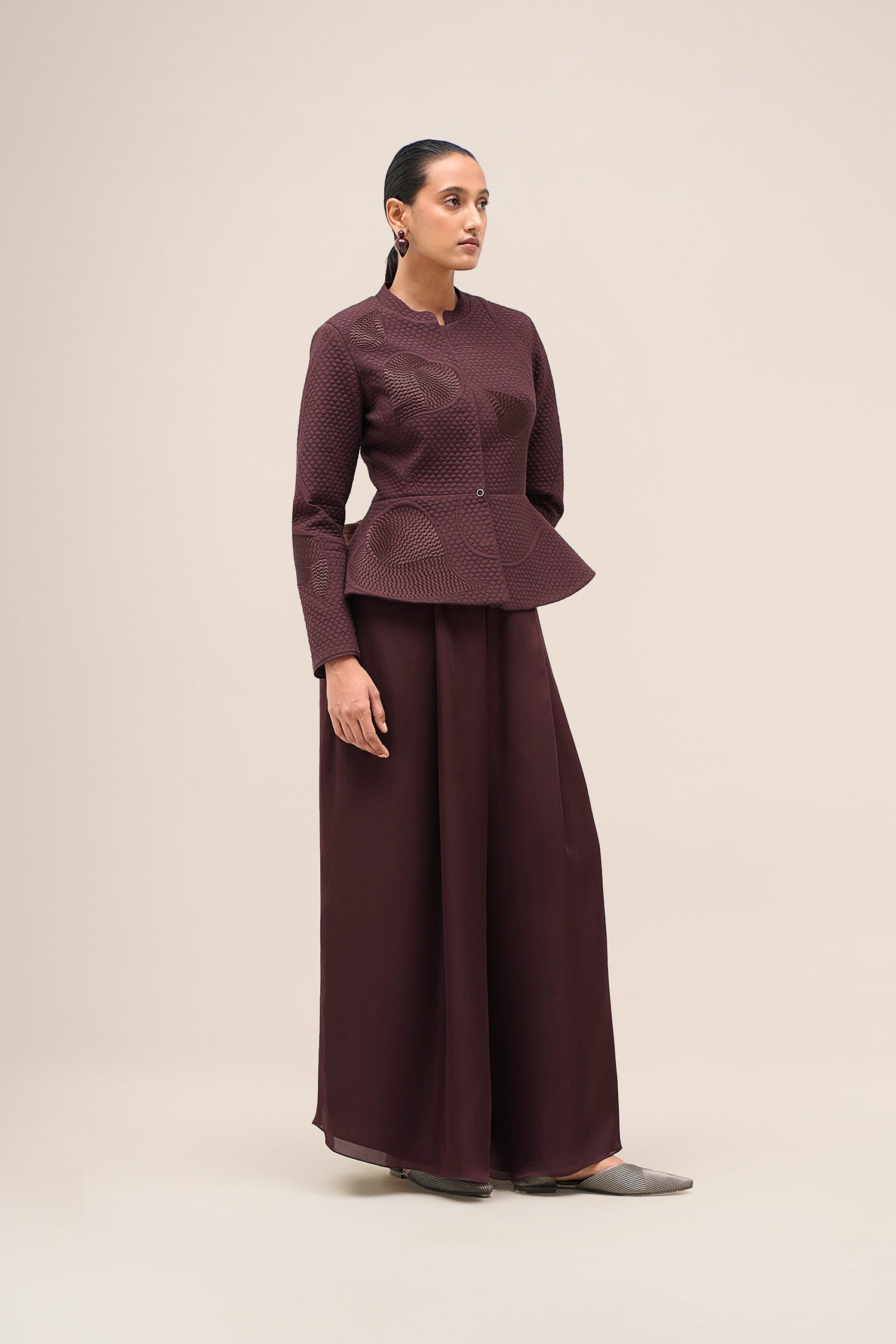  Shantung Valla Jacket Set – Red