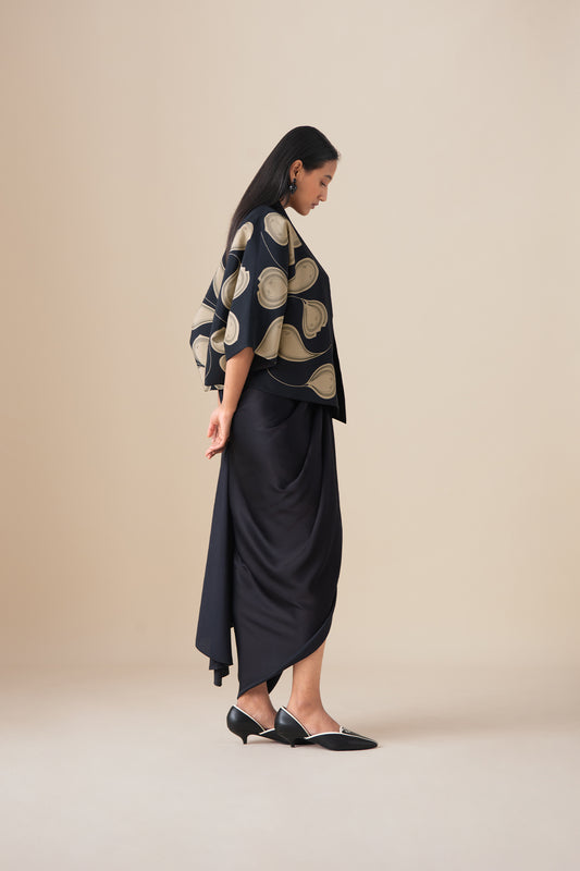 Habutai Sidra Saree Set – Black