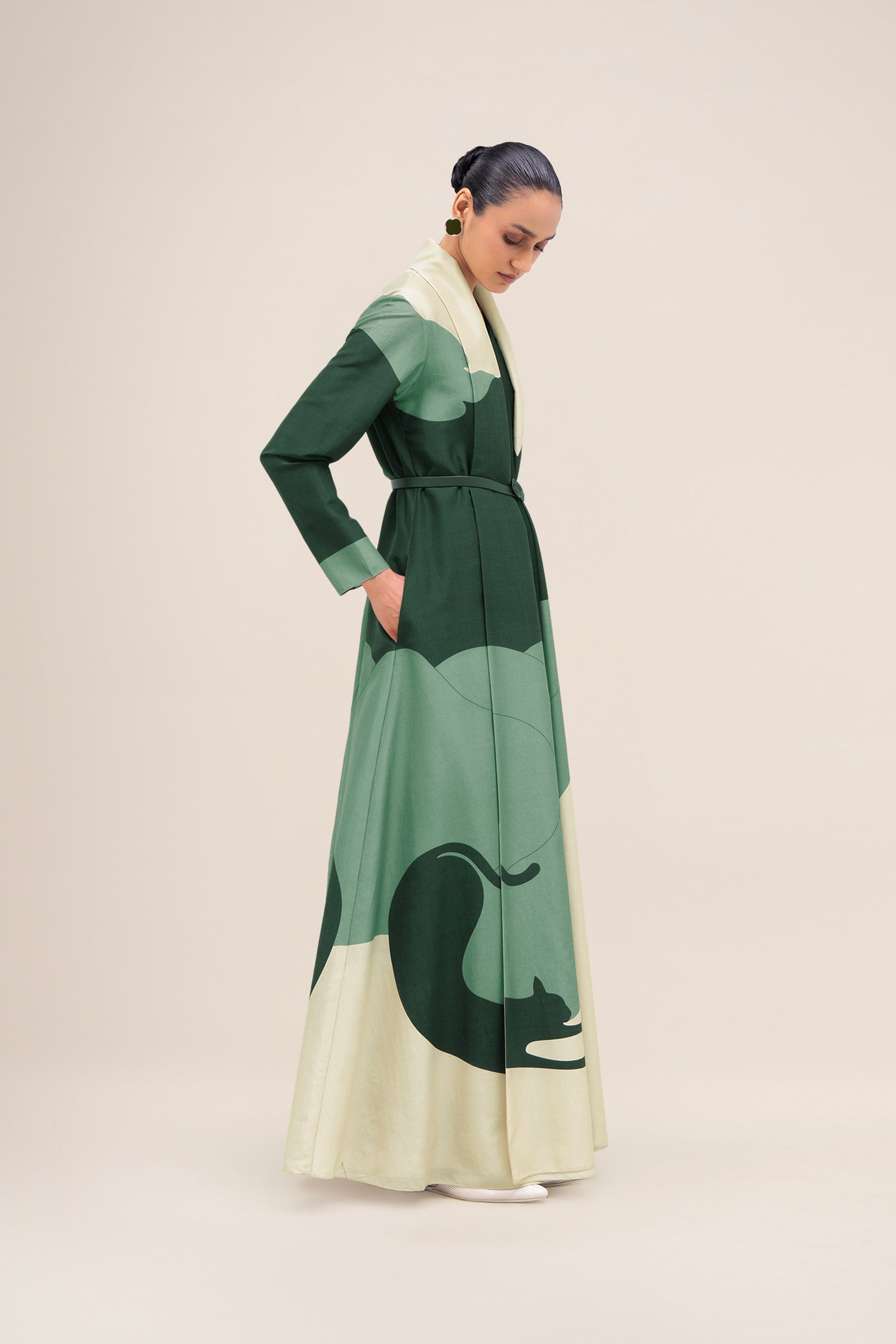 Chanderi Ghubar Abaya Set – Green