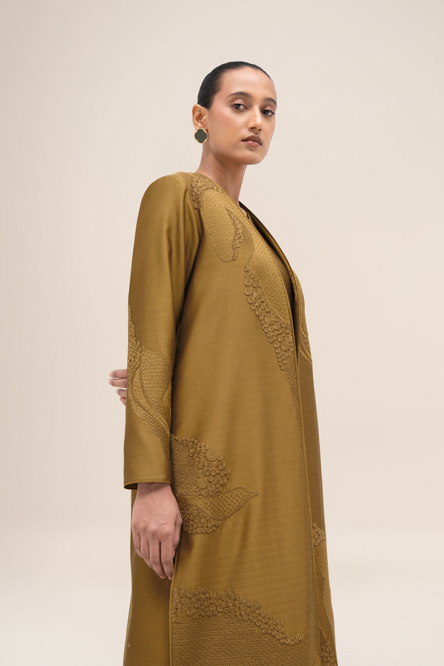  Chanderi Aayat Abaya Set – Green