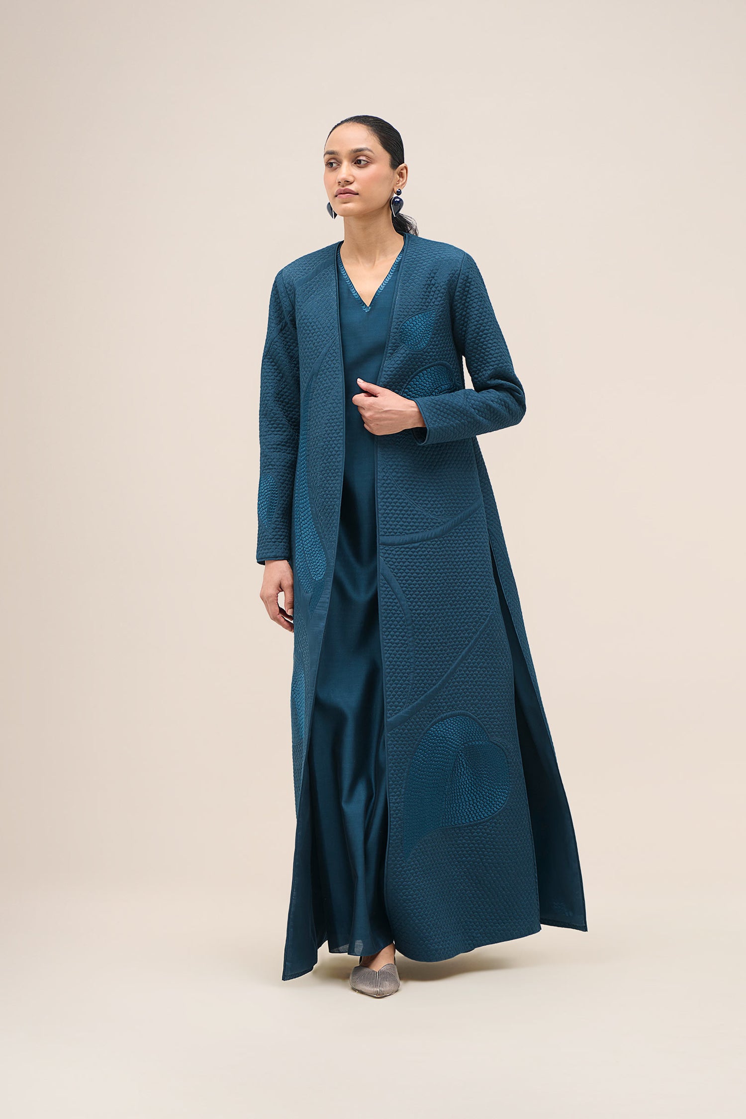  Shantung Raziya Abaya Set – Blue