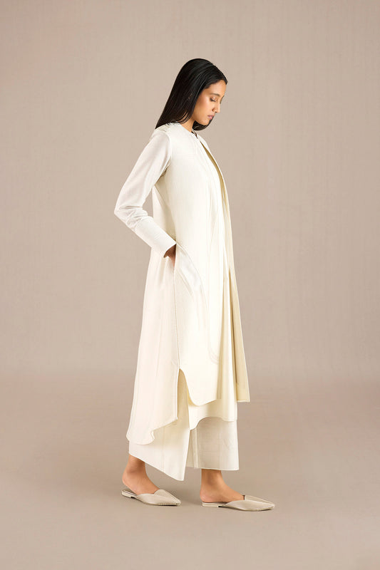 Chanderi Afza Jacket Set – Ivory