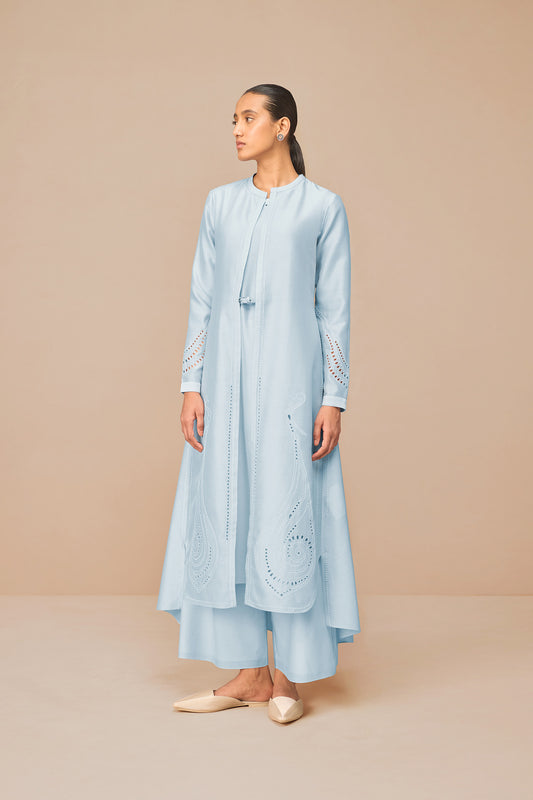 Chanderi Anais Jacket Set – Blue