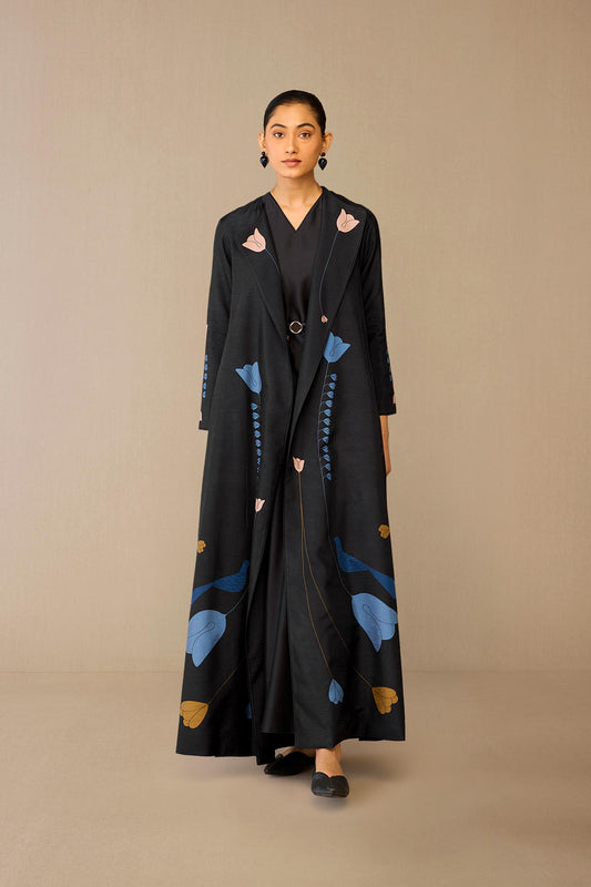 Silk Fiza Jacket Set – Black