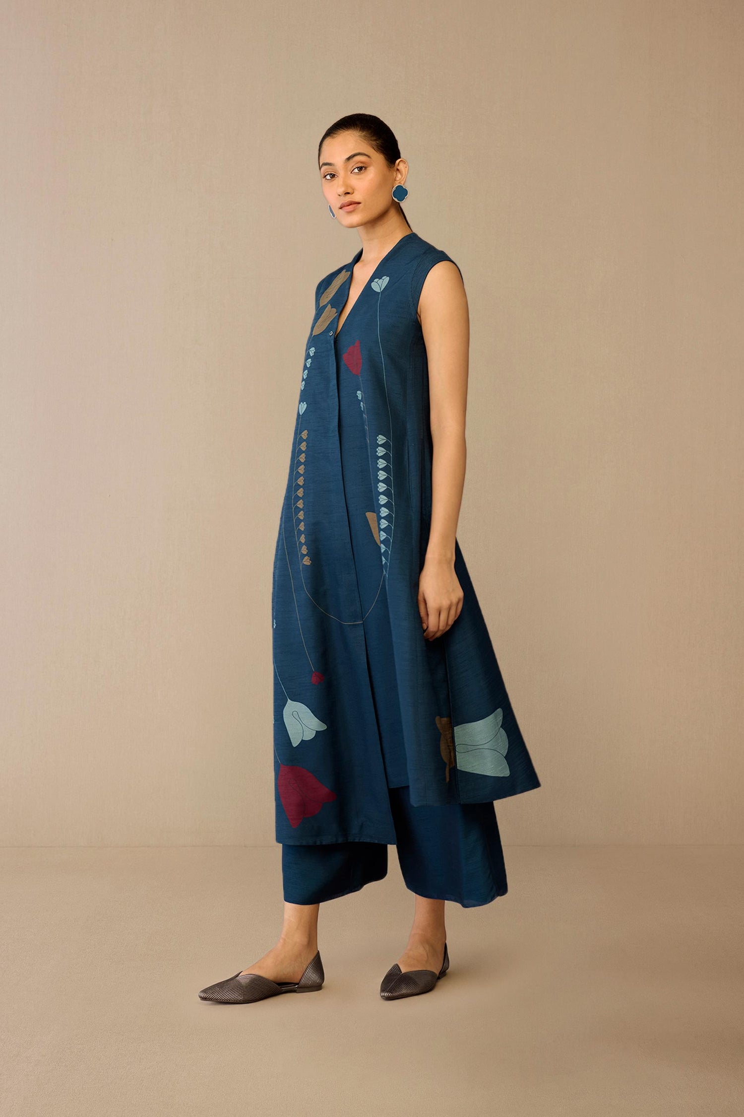  Silk Zia Jacket Set – Blue