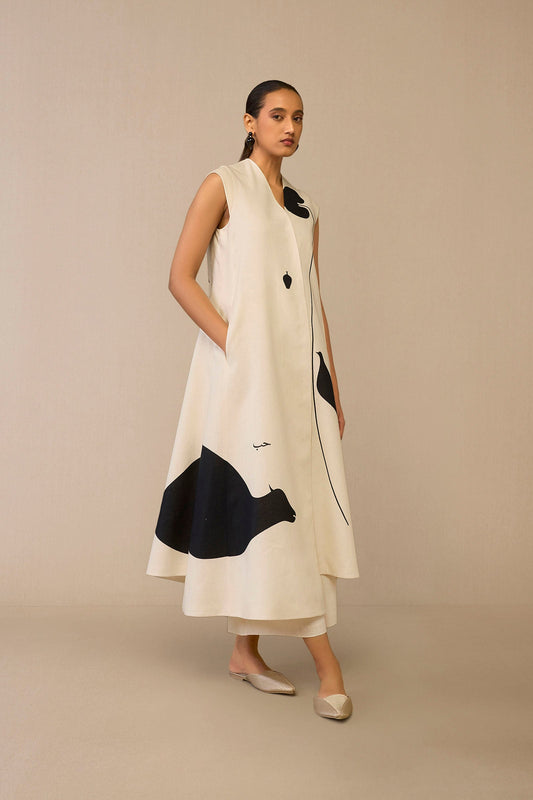 Linen Dilshad Jacket Set – Ivory