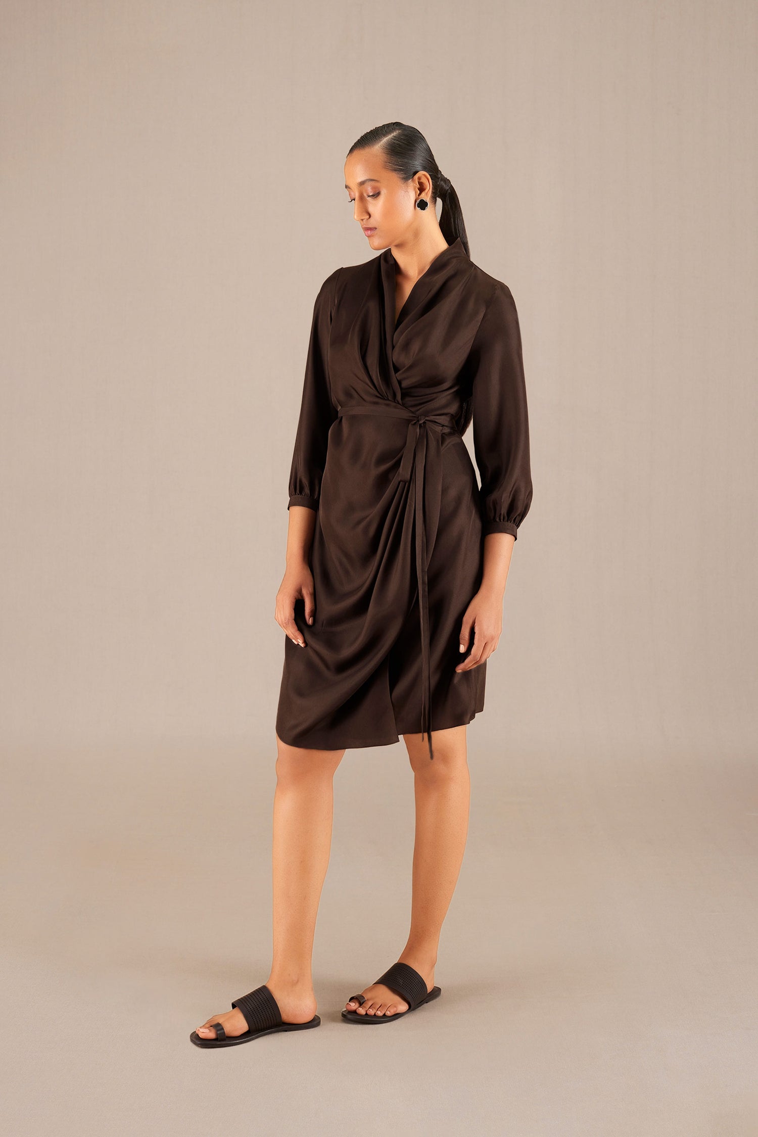 Neesa Short Dress  - Dark Brown