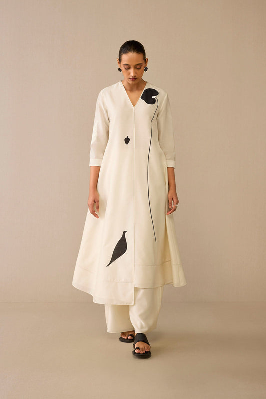 Chanderi Dilruba Kurta Set – Ivory
