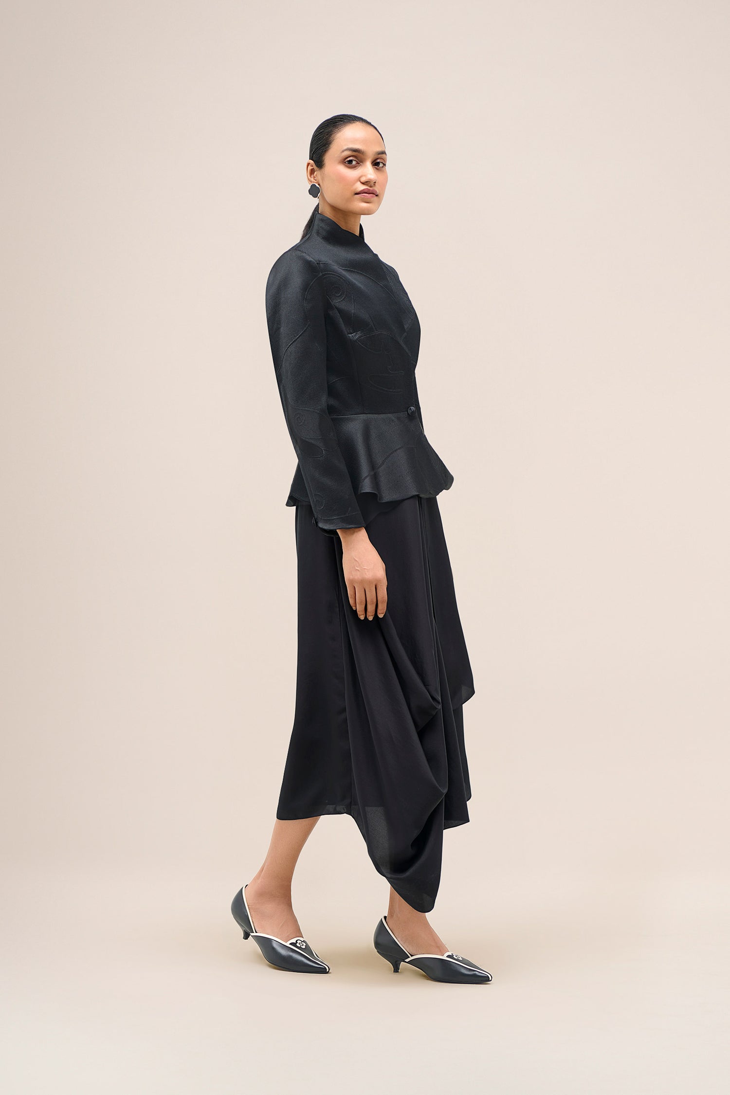  Chanderi Layla Jacket Set – Black
