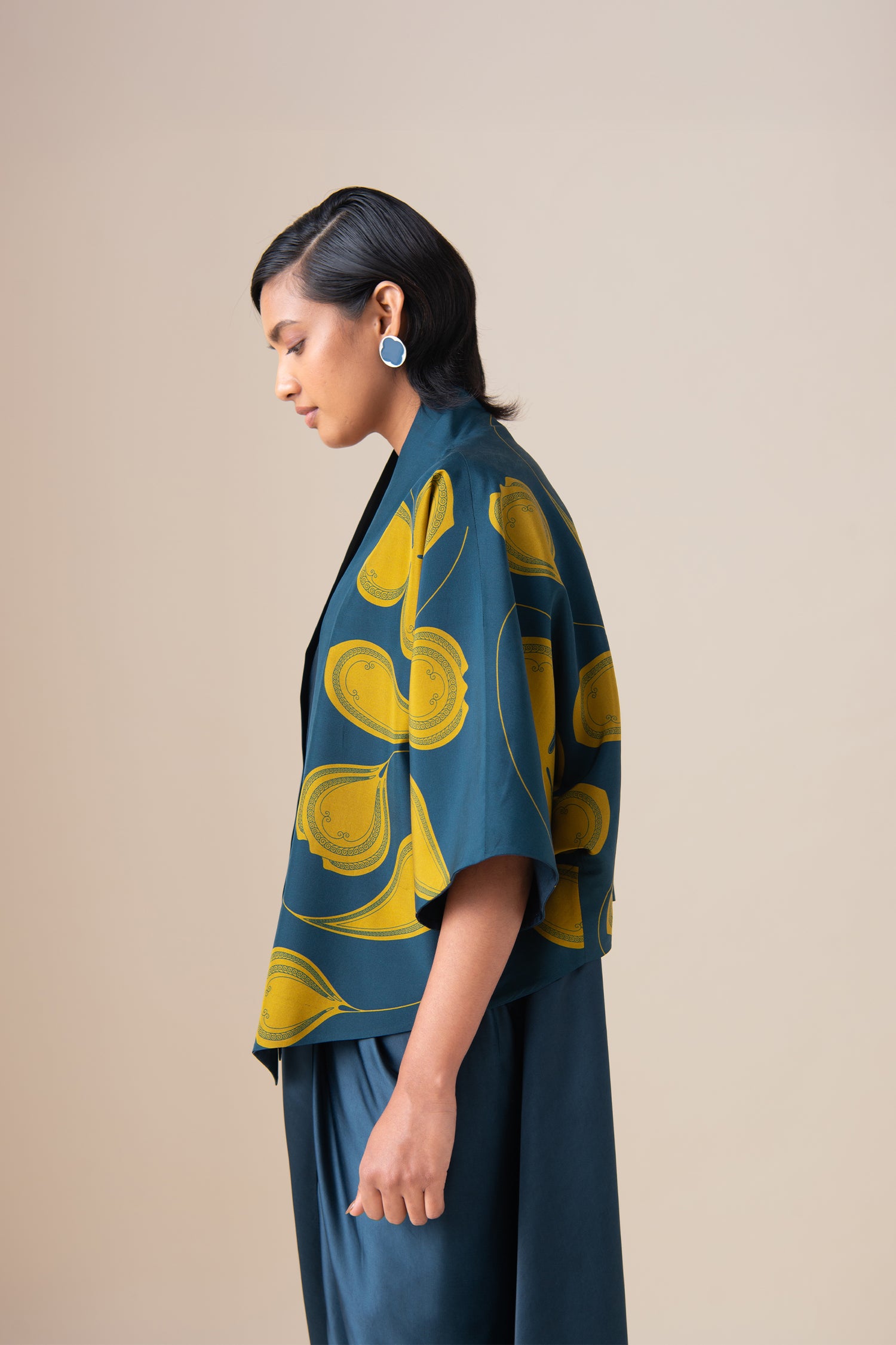  Habutai Sidra Saree Set – Blue