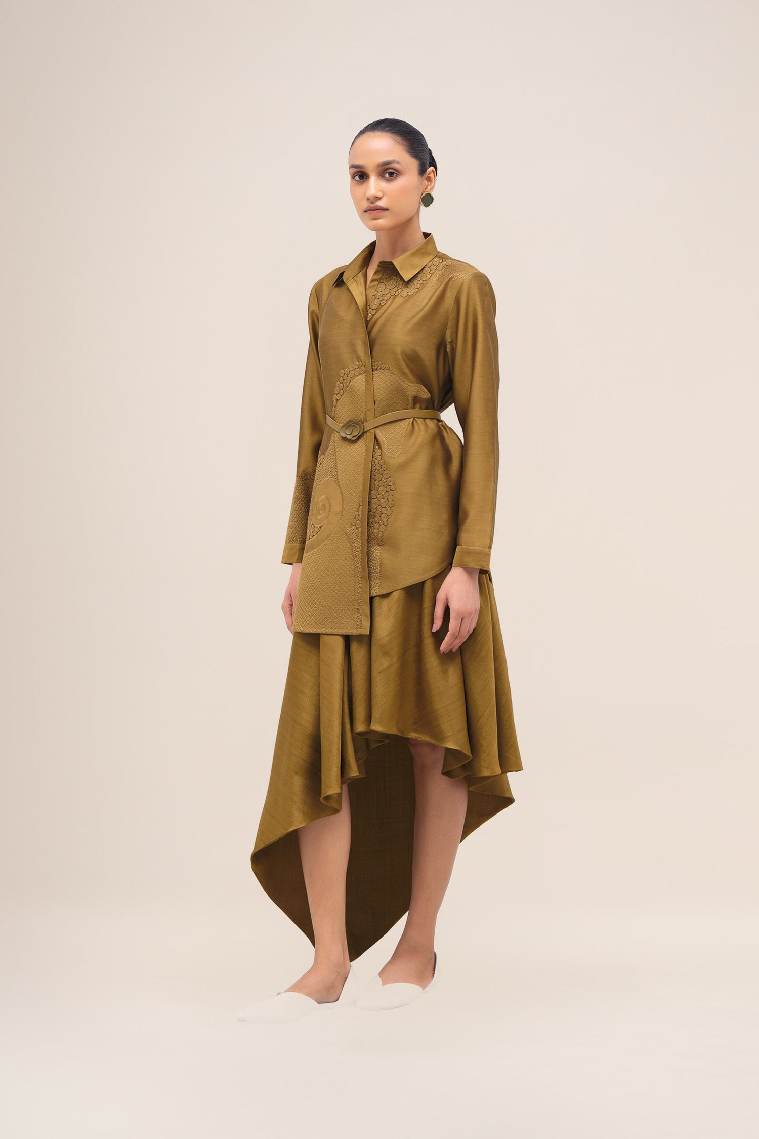  Silk Akina Shirt Set – Green