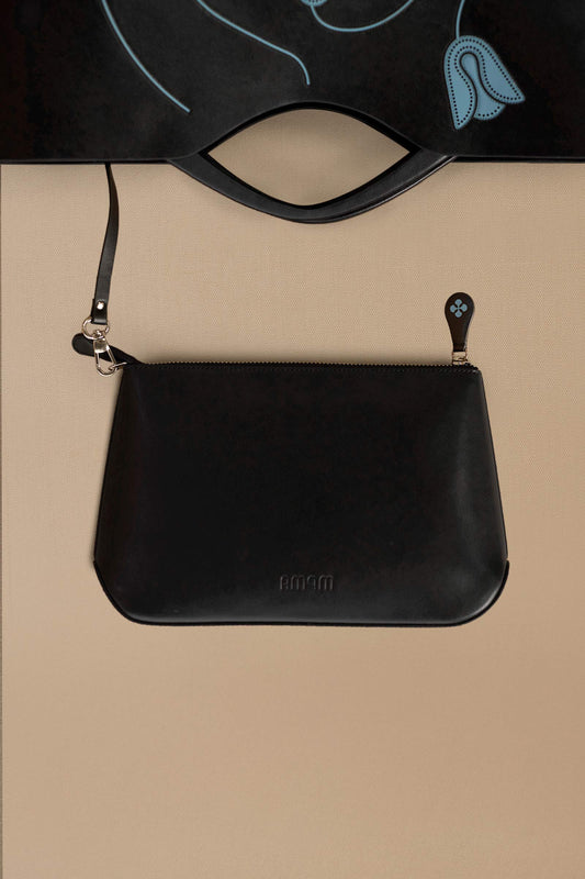 Faux Leather Era Pouch – Black