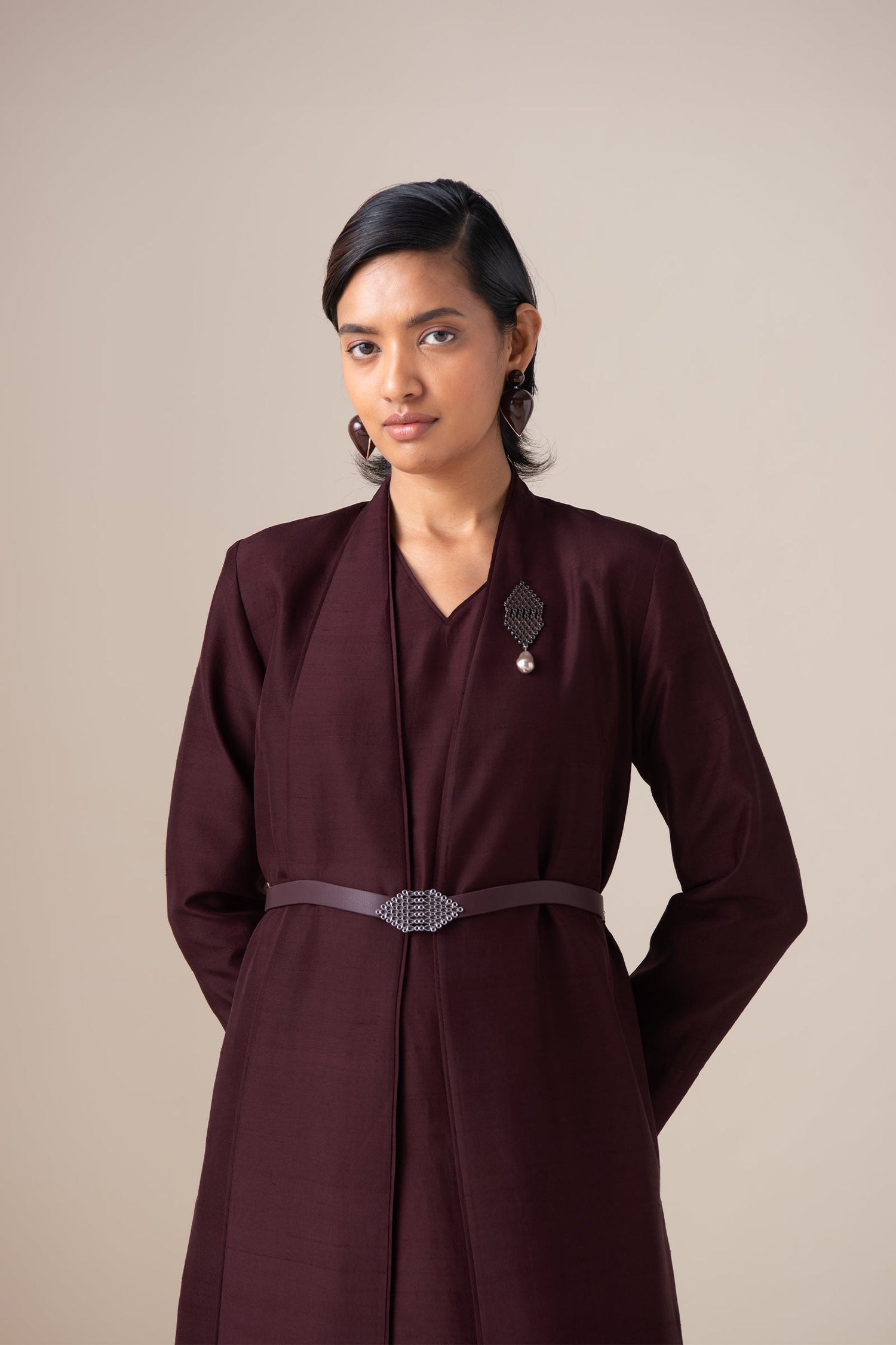  Silk Rahma Abaya Set – Red