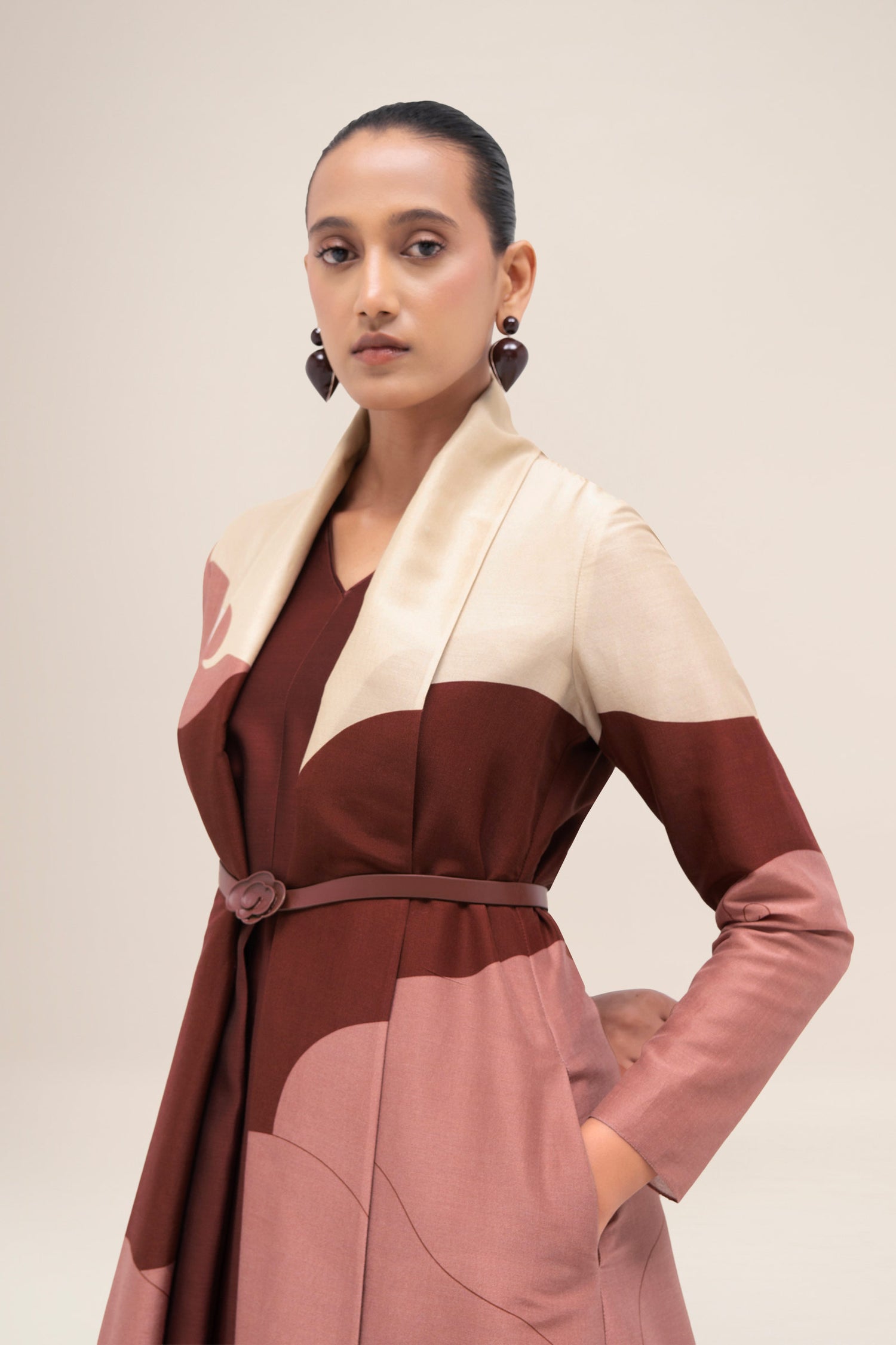  Chanderi Ghubar Abaya Set – Red