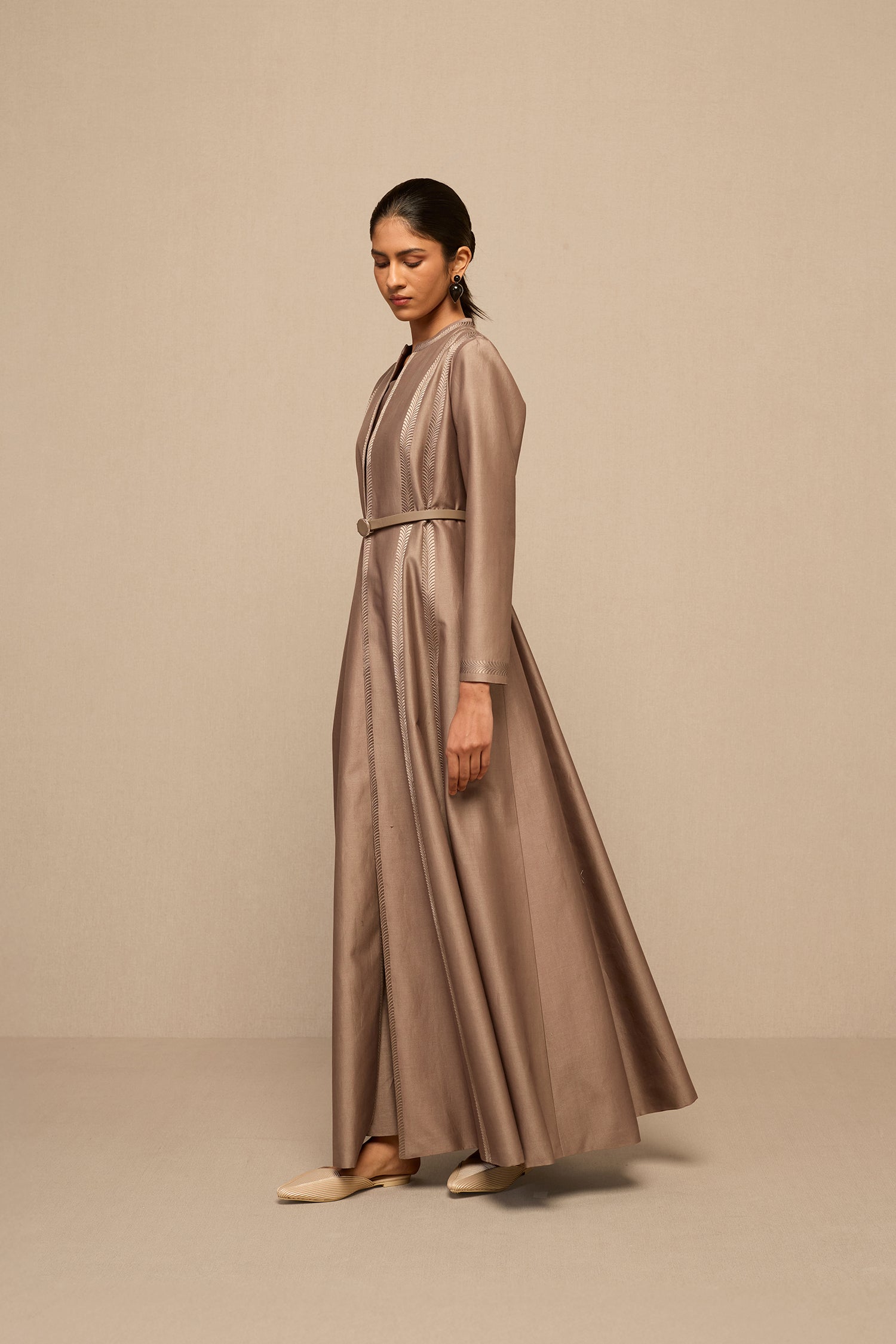  Chanderi Rubab Jacket Set – Grey