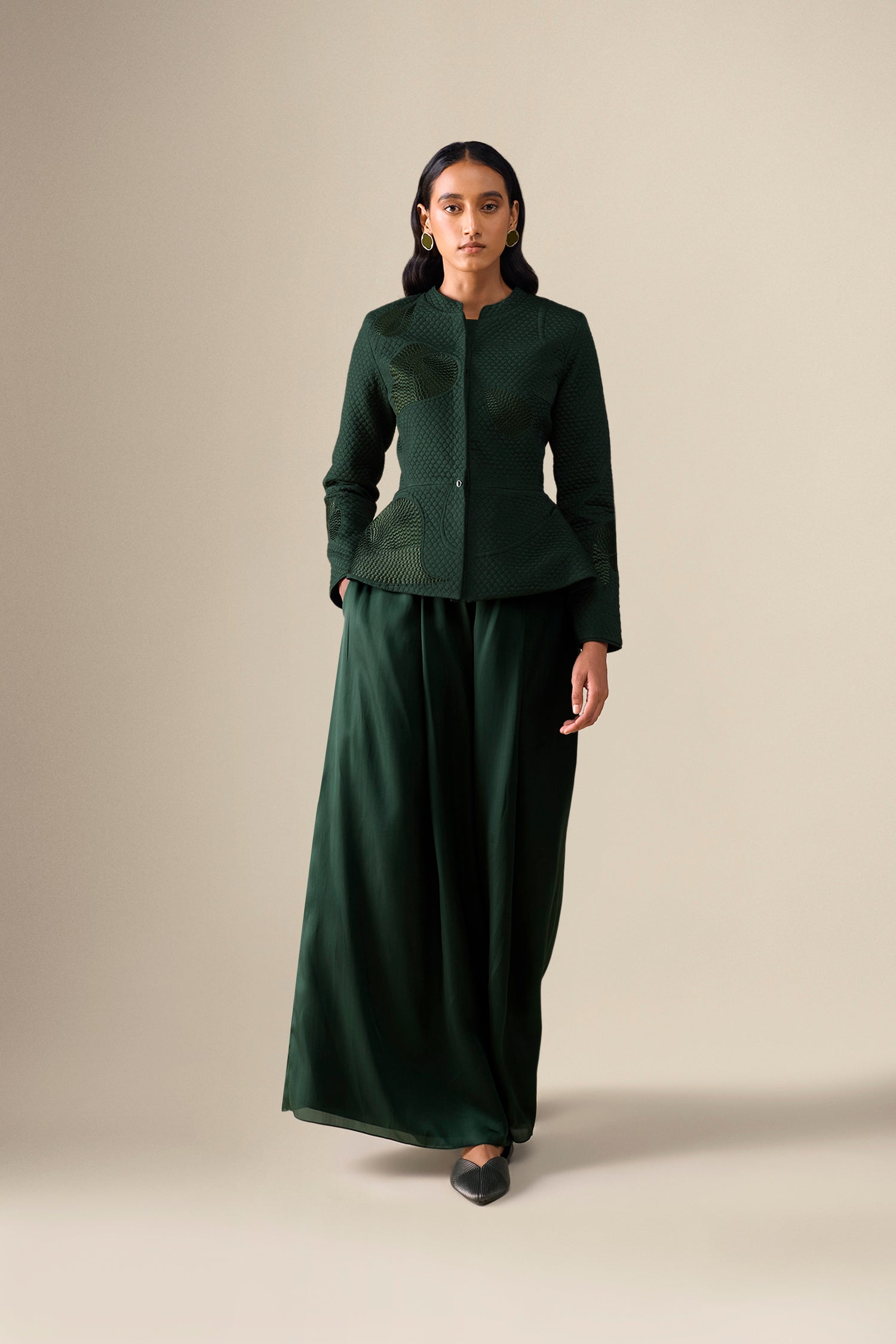  Silk Valla Jacket Set – Green