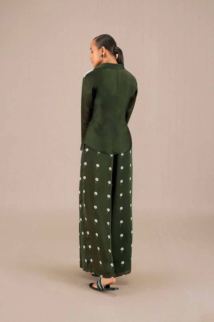 Leia Knotted Shirt Set - Olive