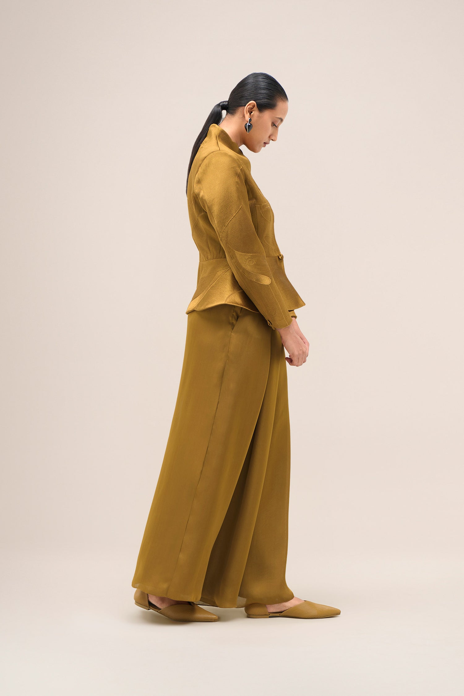  Chanderi Noha Jacket Set – Yellow