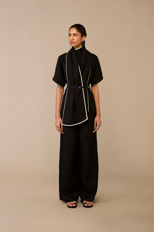 Linen Dilnami Top Set – Black