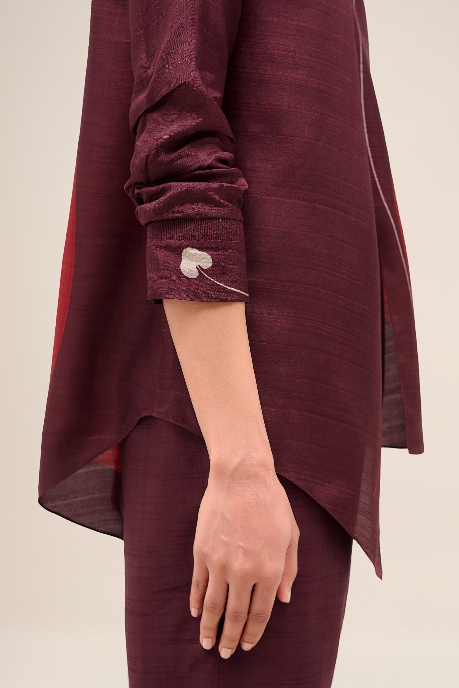  Silk Falak Shirt Set – Red