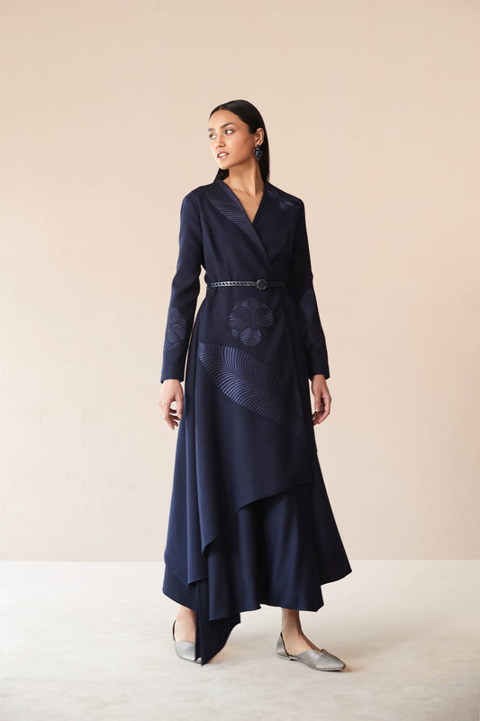 Wool Marwa Jacket Set – Blue
