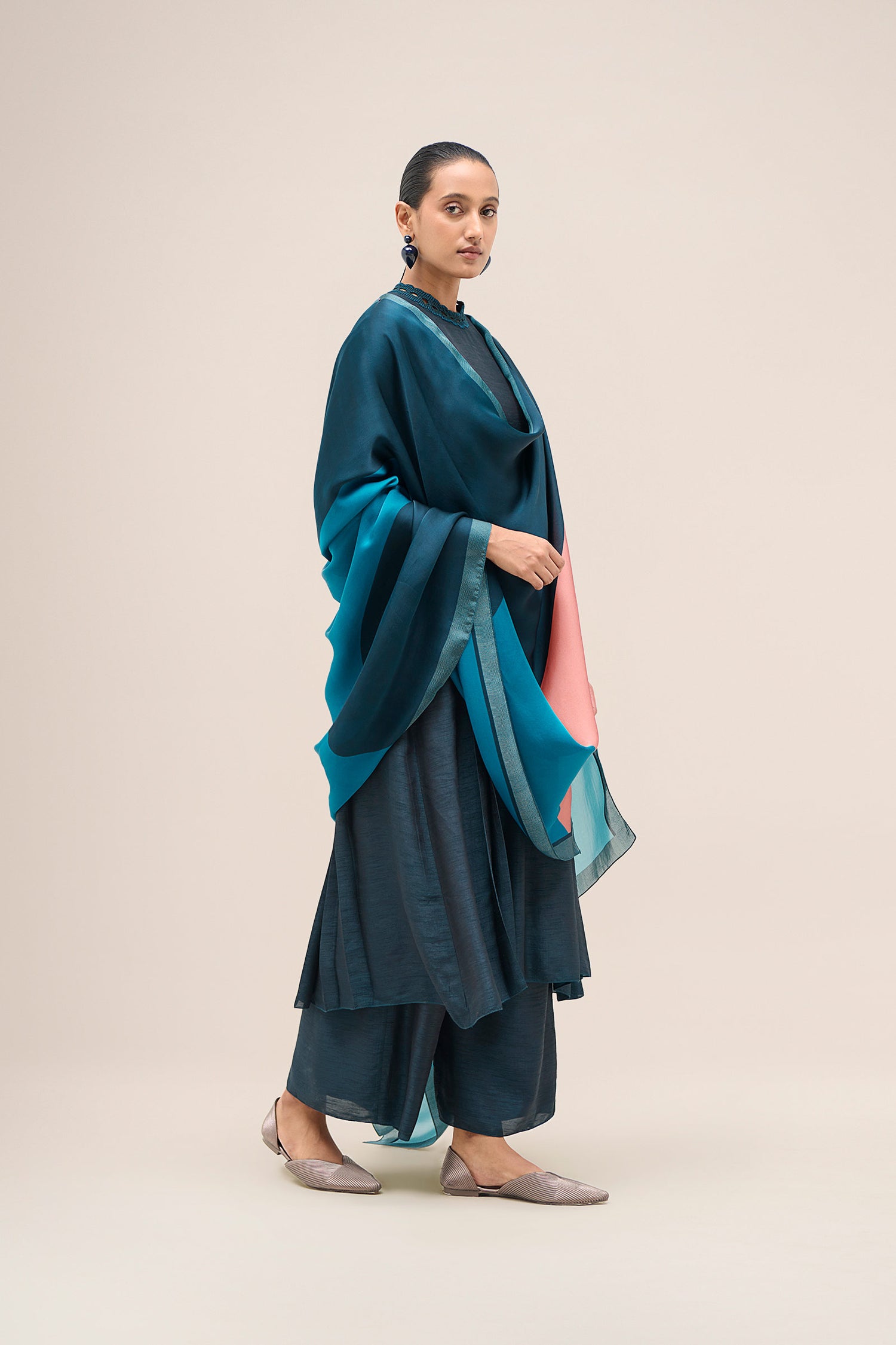  Chanderi Safira Kurta Set – Blue