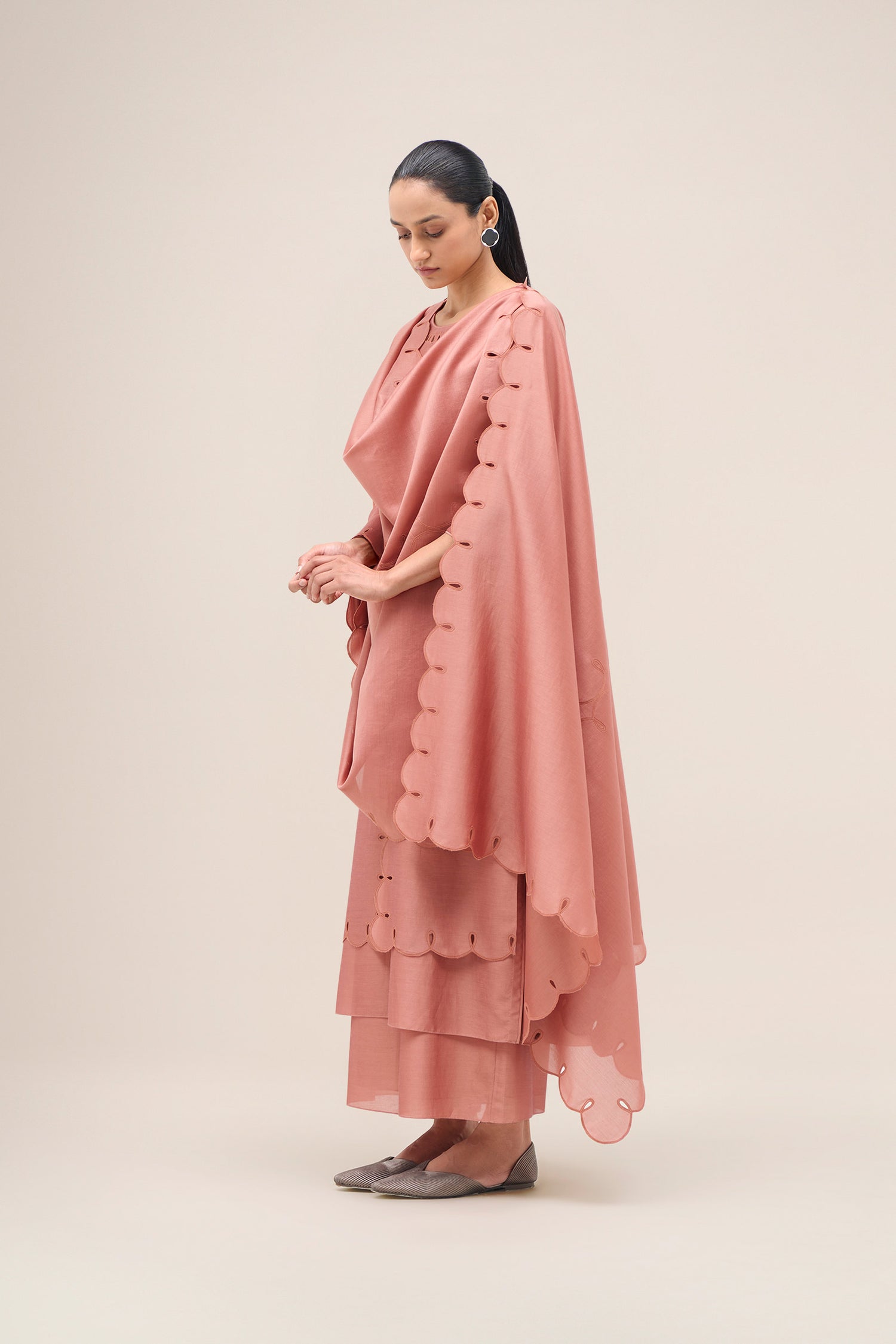 Chanderi Svara Kurta Set – Pink