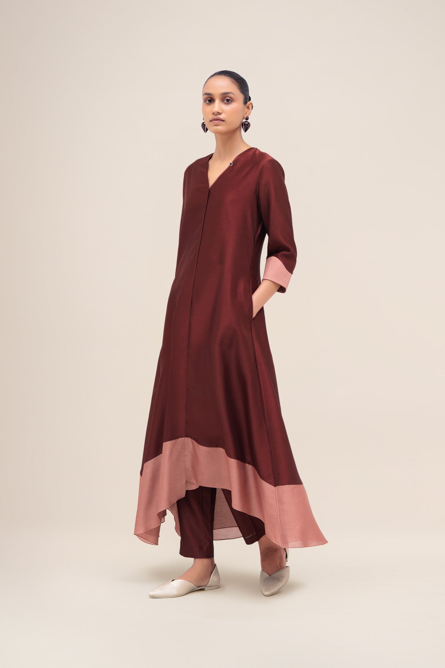  Chanderi Sama Kurta Set – Red
