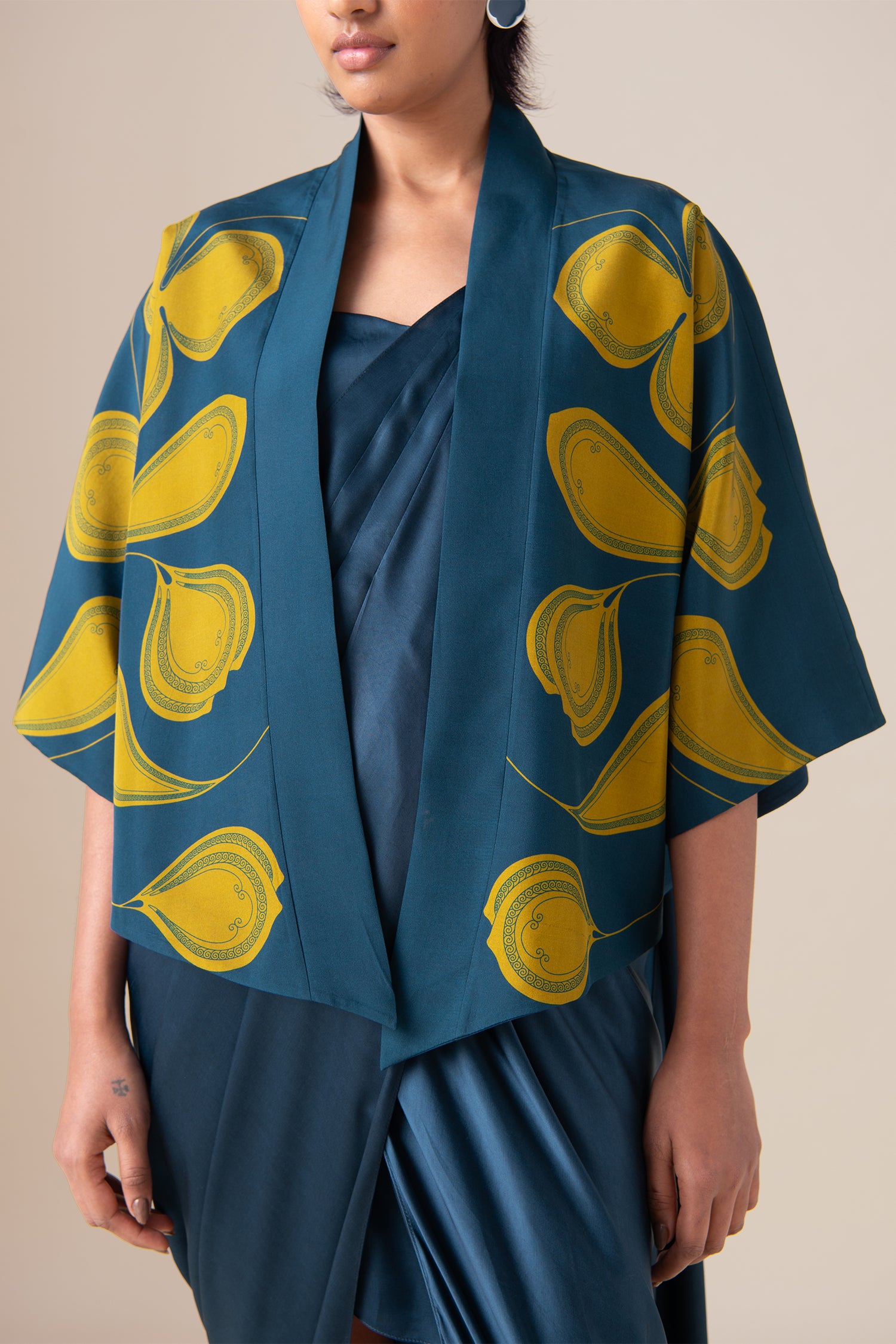  Habutai Sidra Saree Set – Blue