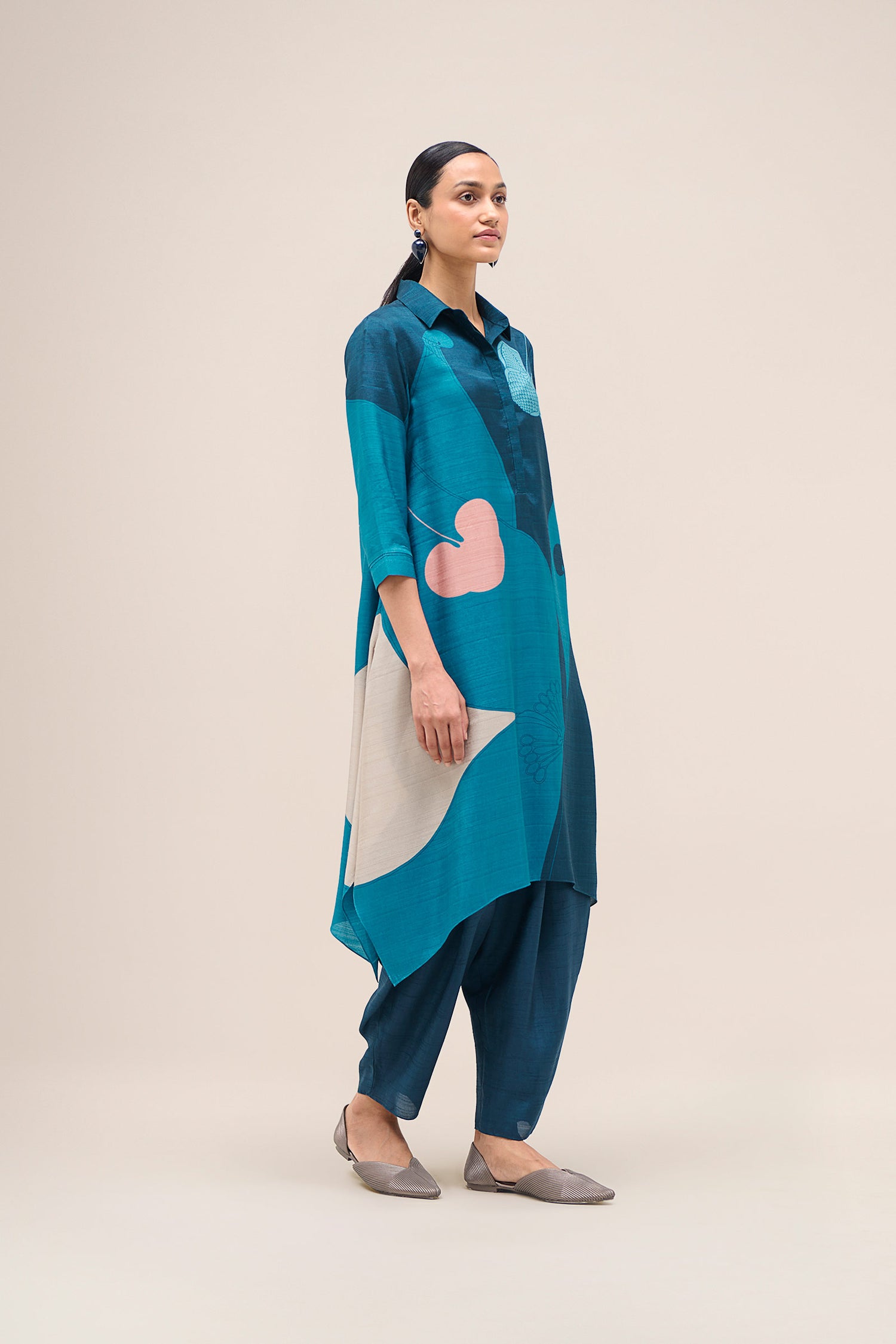  Silk Zoha Tunic Set – Blue