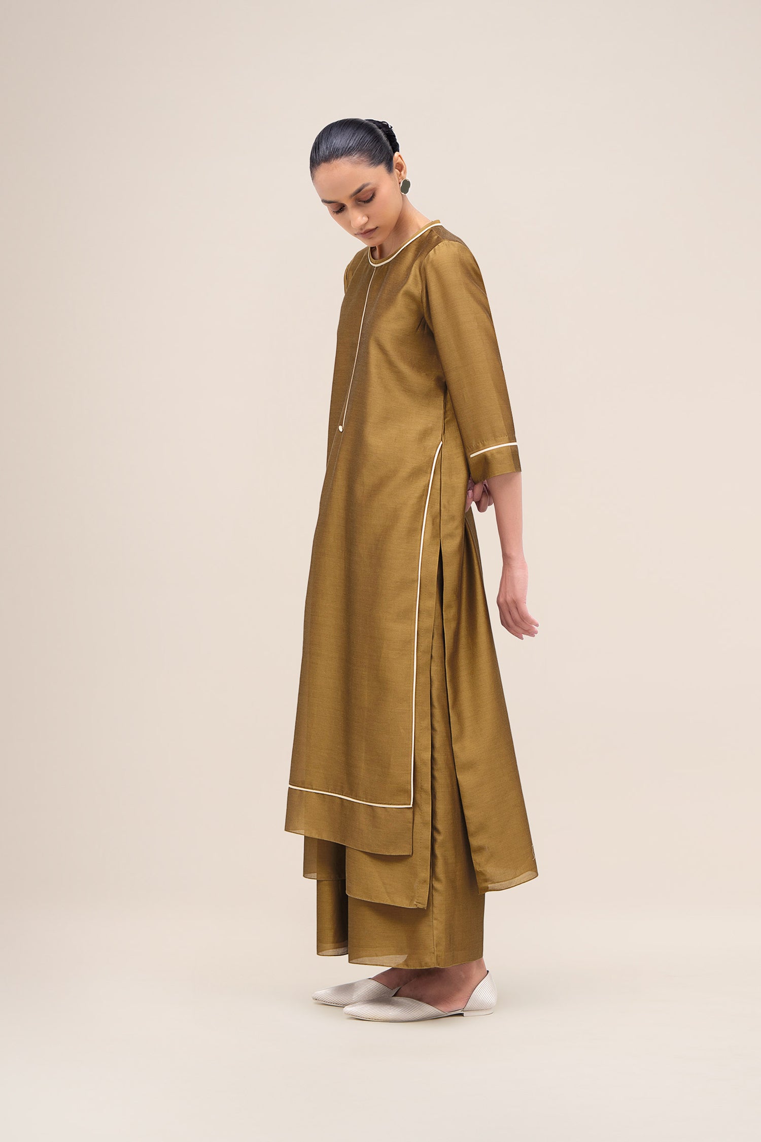  Chanderi Khat Kurta Set – Green