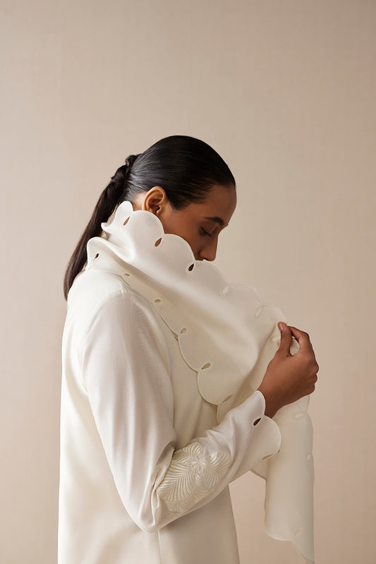 Chanderi Zainat Jacket – Ivory