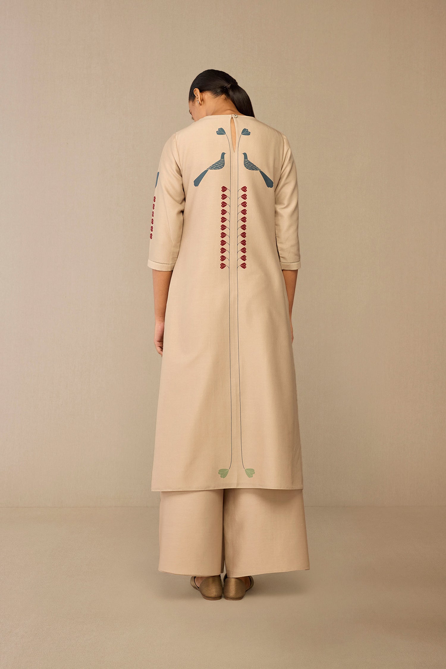  Chanderi Azran Kurta Set – Beige